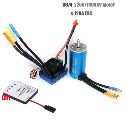 Moteur sans brosse sans capteur RC 3674 2250KV 1900KV 4P avec contrôleur de vitesse électrique ESC sans brosse 120A pour camion de voiture RC 1/8 ► Photo 1/1