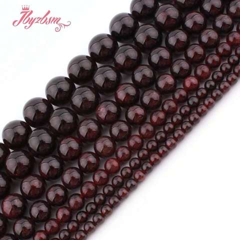 Perles rondes lisses en pierre naturelle, grenat rouge, pour bricolage, collier, Bracelet, fabrication de bijoux, 15 pouces, 4, 6, 8, 10mm, livraison gratuite ► Photo 1/6