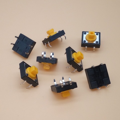 Interrupteur Tactile jaune, 20 pièces, 12x12x7.3mm, bouton poussoir carré, 12x12x7.3mm ► Photo 1/2