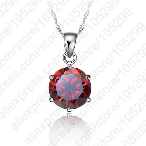 Collier classique avec pendentif en Zircon cubique à 6 griffes pour femmes, en argent Sterling 925, bijoux de fiançailles et de mariage ► Photo 1/1