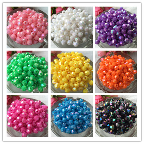 Perles rondes à facettes en acrylique pour bricolage, 150 pièces de 6mm, accessoires de bijouterie ► Photo 1/1
