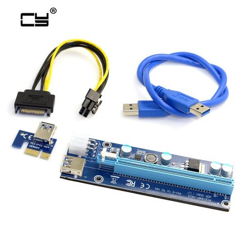 Carte Pcie Pci-e Pci Express Riser, 1x à 16x GPU, rallonge Usb 3.0, adaptateur de carte SATA 6 broches, câble d'alimentation pour mineur, nouveau ► Photo 1/6