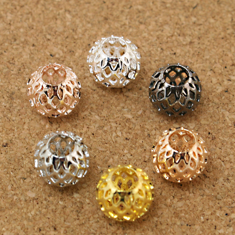 Livraison gratuite 9x10mm nouvel Alliage Perle Charme Vintage Mignon Gros Trou Perles Rondes Pour Femmes Bracelet & bracelet BRICOLAGE Bijoux ► Photo 1/2