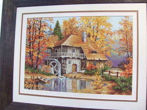 Roue à eau en bois paysage Rural, 14ct, kit de points de croix non imprimés, broderie, couture pour décoration d'intérieur, Arts faits à la main ► Photo 1/4