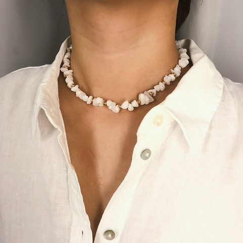 Collier ras du cou perlés pour femmes, bijoux en pierre, collier populaire, nouvelle collection 2022 ► Photo 1/6