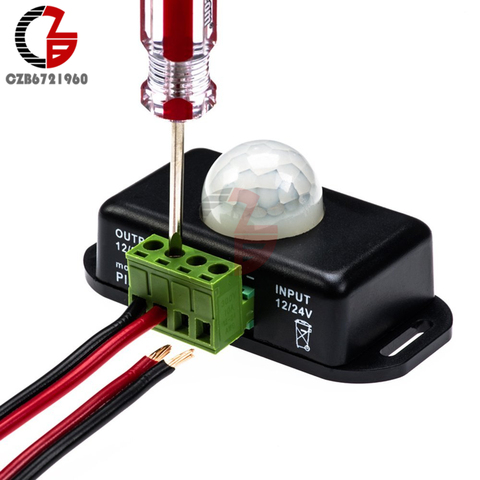 DC 12 v 24 v 8A Automatique Ajuster PIR, Détecteur de Mouvement IR Infrarouge Détecteur Interrupteur Module pour LED lampe de Lumière de bande ► Photo 1/6