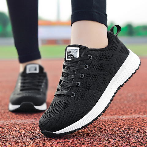 Usine Direct femmes chaussures décontractées mode respirant marche maille chaussures plates baskets femmes 2022 gymnase vulcanisé Tenis Feminino ► Photo 1/6