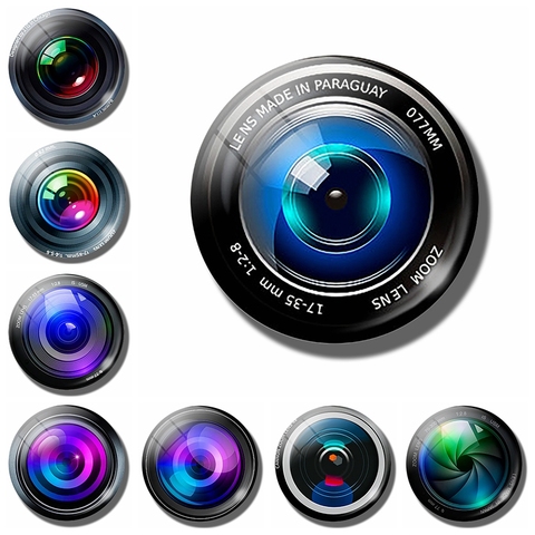 Objectif pour appareil Photo, réfrigérateur, 30MM, Photo, Photo, Cabochon en verre, autocollants magnétiques pour réfrigérateur, décoration de la maison, porte-notes ► Photo 1/4