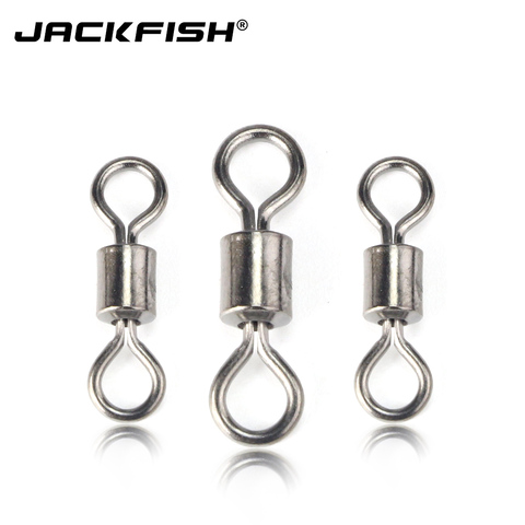 JACKFISH 100 pcs 8 mot Pêche Connecteur 10 taille en acier Roulement À Billes Pivotant Solides Anneaux Océan Bateau De Pêche Crochets ► Photo 1/5