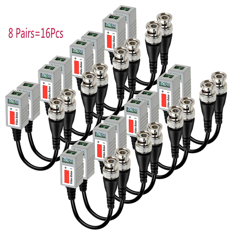 Lot de Balun vidéo torsadé AHD/CVI/TVI, 20 pièces (10 paires), émetteur-récepteur passif, UTP, pour vidéosurveillance, BNC Cat5 ► Photo 1/6