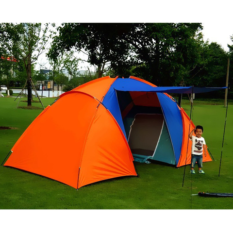 5-8 personne grande tente de Camping imperméable Double couche deux chambres tente de voyage pour famille fête voyage pêche 420x220x175cm ► Photo 1/6