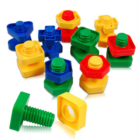 5 blocs de construction à vis en plastique blocs d'insertion en plastique jouets en forme d'écrou pour enfants jouets éducatifs modèles à échelle montessori ► Photo 1/5