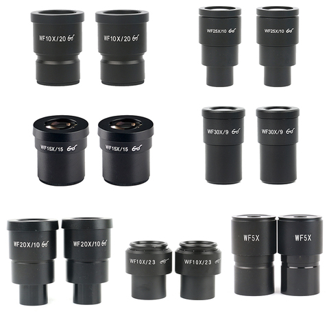 Une paire WF10X WF15X WF20X WF25X WF30X oculaire pour Microscope stéréo champ large 20mm 15mm 10mm 9mm WF10X/20 Point oculaire élevé ► Photo 1/6