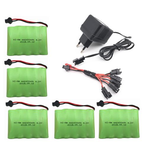 6 v 2400 mah AA NI-MH batterie avec chargeur haute capacité électrique jouet batterie à distance voiture bateau robot rechargeable 6 v 2400 mah ► Photo 1/4