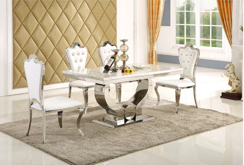 Ensemble de salle à manger en bois massif mobilier de maison table à manger en marbre moderne minimaliste et 6 chaises ► Photo 1/1