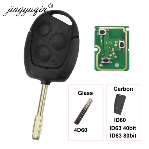 Jingyuqin 3 boutons télécommande porte-clés 315Mhz 433MHz 4D60 ID63 puce pour Ford Mondeo Focus Fusion Fiesta Galaxy Transit clé de voiture complète ► Photo 1/3