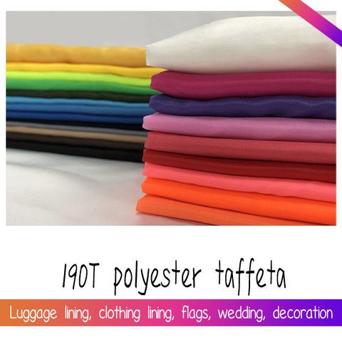 Taille 1*1.5 mètre largeur solide blanc noir rose bleu pas cher 190T Polyester taffetas tissu pour doublure mince tissu ► Photo 1/6