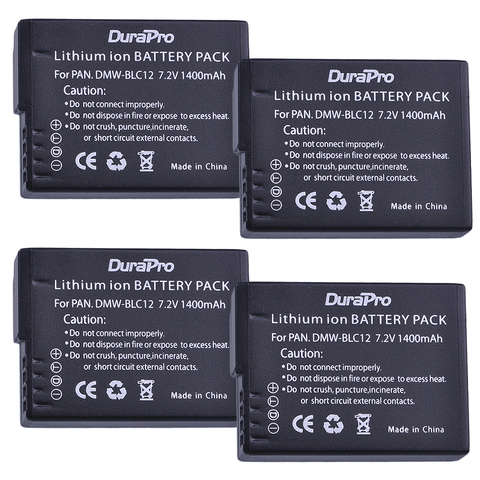 4x1400mAh DMW-BLC12 DMW BLC12 BLC12PP BLC12E Caméra Batterie De Remplacement pour Panasonic Lumix DMC-GH2 FZ1000 FZ200 FZ300 G5 G6 G7 ► Photo 1/6