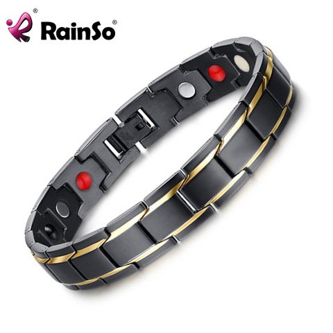 Rainso marque Design mode santé énergie Bracelet Bracelet hommes 316L acier inoxydable 4 en 1 Bio magnétique Bracelets nouveau chaud 2022 ► Photo 1/6