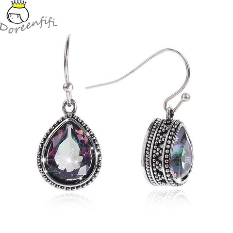 2022 Vintage bijoux 925 argent Sterling Tibet couleur cristal goutte boucles d'oreilles pour femmes femmes filles fête des mères cadeau ► Photo 1/6