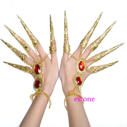 1pc femme fille danse du ventre doigt indien Thai doigt doré bijoux ► Photo 1/6