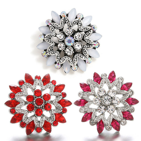 Boutons pression Vintage en cristal et strass rouge, 24mm, boutons pression en métal, 18mm, vente en gros ► Photo 1/6