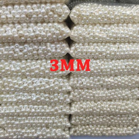 Perles blanches ivoire 3mm, 1000 pièces, ABS, perles rondes, pour bricolage, qualité supérieure, accessoires de bijouterie ► Photo 1/5