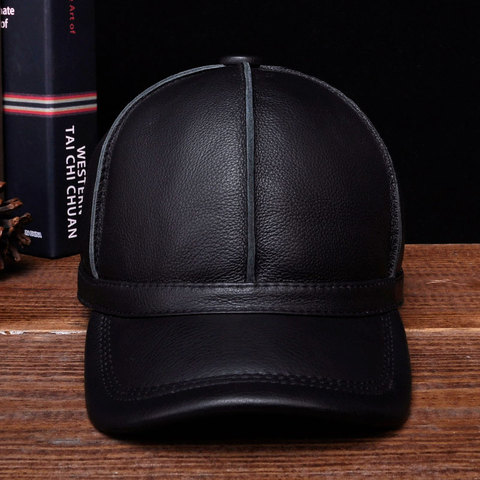 HL028 – casquette de baseball en cuir véritable pour hommes, nouvelle marque, solide, réglable ► Photo 1/6