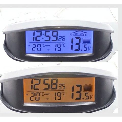 Thermomètre de voiture numérique LED lumineuse horloge de Table thermomètres d'intérieur/extérieur voltmètre temps AlarmBlue Orange rétro-éclairage EC98 ► Photo 1/6