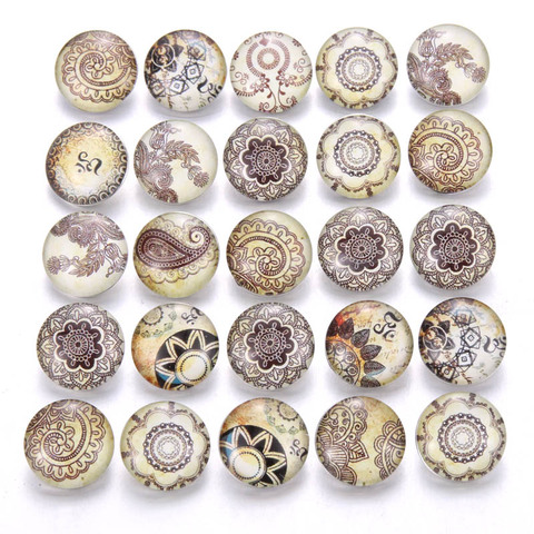 Bijoux à bouton-pression en cuir, fleurs Vintage, 18mm, 10 pièces/lot, boutons de Bracelet en verre adaptés ► Photo 1/6