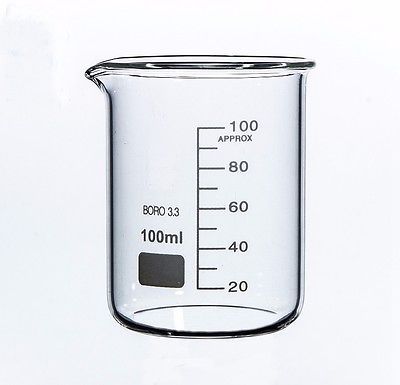 Bécher de forme basse pour la chimie, verrerie en verre borosilicaté Transparent, épais avec bec, de 100ml ► Photo 1/1