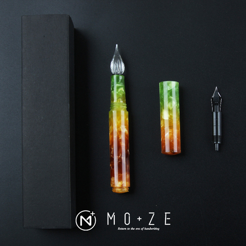 Wanwu Creative celluloïd Aurora Mini verre Dip stylo et stylo plume poche EF/F/petite plume pliée coloré encre stylo et boîte cadeau ensemble ► Photo 1/1