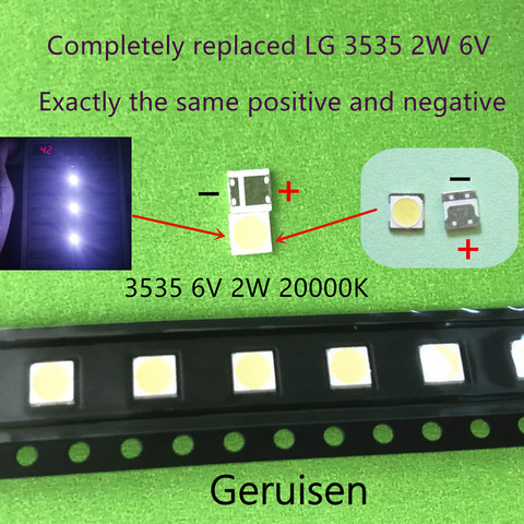 100 pièces pour LCD TV réparation LG led TV rétro-éclairage bande lumières avec diode électroluminescente 3535 SMD LED perles 6V LG 2W ► Photo 1/4