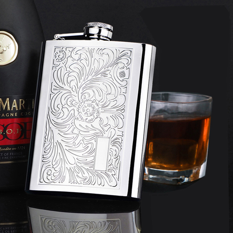 Flacon de haute qualité 8oz portable en acier inoxydable 304, pour whisky, pot de vin en métal, bouteille d'alcool en métal 220ml ► Photo 1/6