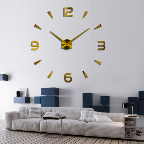 Nouveau vente bricolage horloge murale brève montre à quartz horloges acrylique miroir sticker mural décoration de la maison salon encore vie autocollants ► Photo 1/6