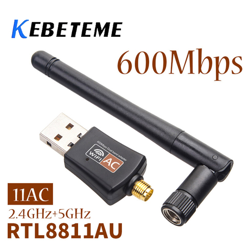 KEBETEME Mini 5 Ghz 2.4 Ghz 600 Mbps Sans Fil Double Bande 802.11ac USB WiFi Adaptateur RTL8811AU pour Bureau/Ordinateur Portable/PC ► Photo 1/6