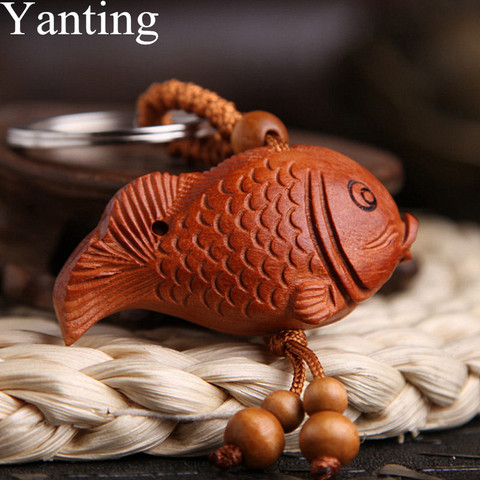 Yanting-porte-clés Vintage en forme de poisson en bois de pêche, breloques Vintage, cadeau de noël, porte-clés de voiture pour femmes et hommes 014 ► Photo 1/6