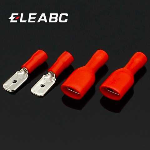 6.3mm rouge femelle avec mâle bêche isolé électrique sertissage connecteurs terminaux H1E1 ► Photo 1/4