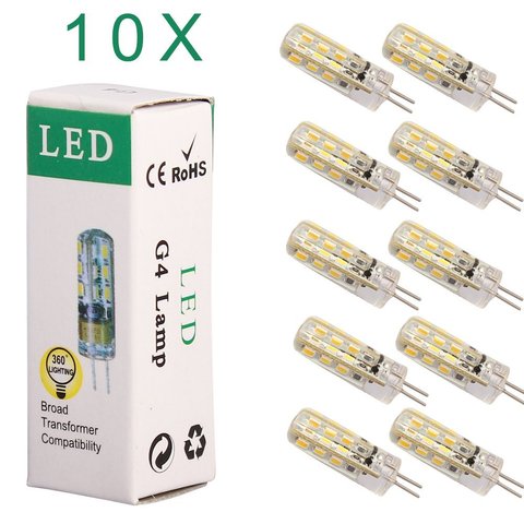 Ampoule LED G4 à deux broches, Spot d'ampoule halogène 3014 SMD 24 20W équivalent 1.5W Pour Maison 360 degrés 10 paquets ► Photo 1/4