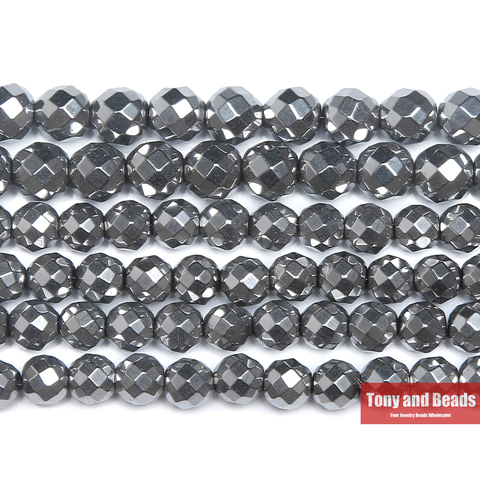 Livraison gratuite pierre naturelle facettée argent mat plaqué hématite Shamballa perles 4 6 8 10 MM 15 