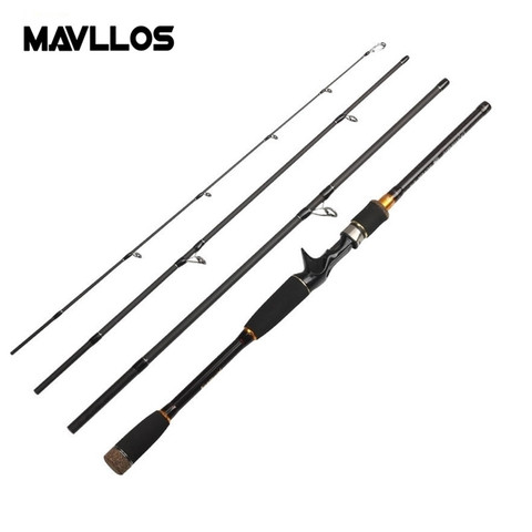 Mavllos Portable canne à pêche en carbone 2.1m 2.4m 2.7m poids du leurre 10-25g 4 Sections Action rapide 12-25LB tige de filature d'eau salée ► Photo 1/6