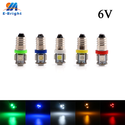 Ampoule LED pour clignotant Auto, indicateur lumineux, design personnalisé, blanc, bleu, rouge, ambre, vert, rose, DC 6V 6.3V E10 5050 5 SMD, 2 pièces ► Photo 1/6