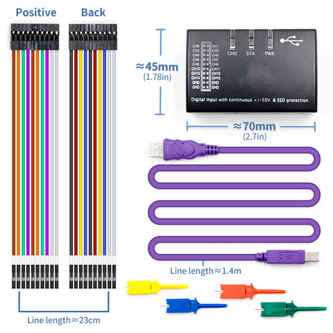 Nouvel analyseur logique USB 100 MHz 16Ch pour bras FPGA ► Photo 1/1