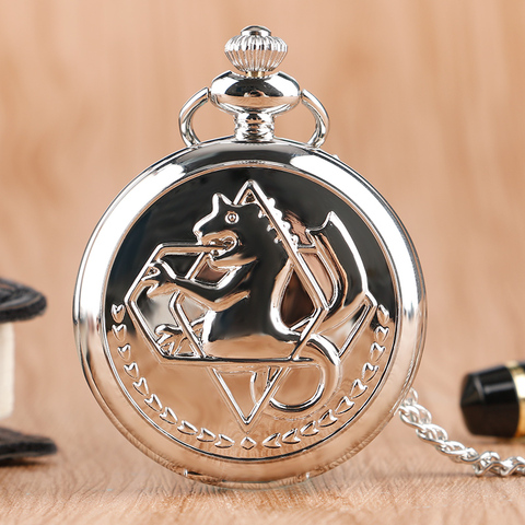 Montre alchimiste argent pour hommes, entièrement en métal, pendentif de poche à Quartz, collier, Anime japonais, cadeau pour garçons, 2022 ► Photo 1/6