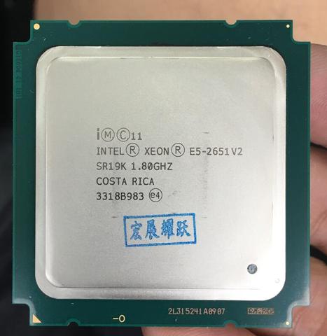 Processeur Intel Xeon E5-2651 V2 E5 2651 V2 CPU 1.8 LGA 2011 SR19K Douze Cœurs processeur d'ordinateur de bureau e5 2651V2 100% travail normal ► Photo 1/2