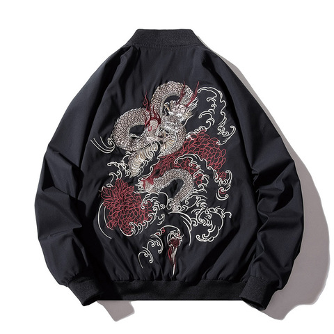 Veste bombardier pour homme, broderie Dragon chinois, veste de pilote, rétro, Punk, Hip Hop, automne, jeune, Streetwear, High Street Hipster ► Photo 1/6