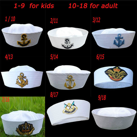 Chapeaux militaires blanc capitaine marin chapeau Marine Marine casquettes avec ancre armée chapeaux pour femmes hommes enfant fantaisie Cosplay chapeau accessoires ► Photo 1/6