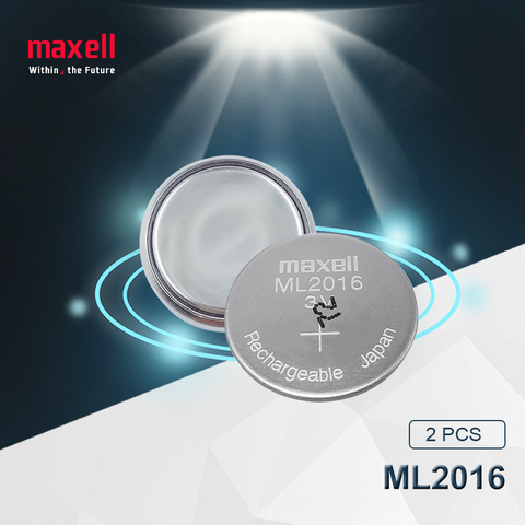 2 pièces Maxell Original ML2016 ML 2016 3v Li-Ion Lithium Ion Rechargeable bouton de pile bouton CMOS RTC Batteries ► Photo 1/5