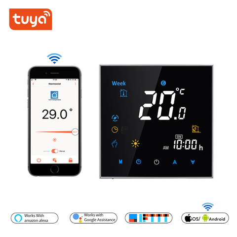 Thermostat intelligent WiFi avec affichage numérique coloré, pour chaudière à gaz/eau/électrique, pour chauffage au sol, Google Home ► Photo 1/6
