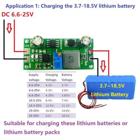 Chargeur de batterie au Lithium li-on DC-DC 2 en 1, convertisseur Buck 6.6 1.2-25V, abaisseur à 3.7-23V, alimentation réglable 4.2V 7.4V 18650 V 12V ► Photo 1/5